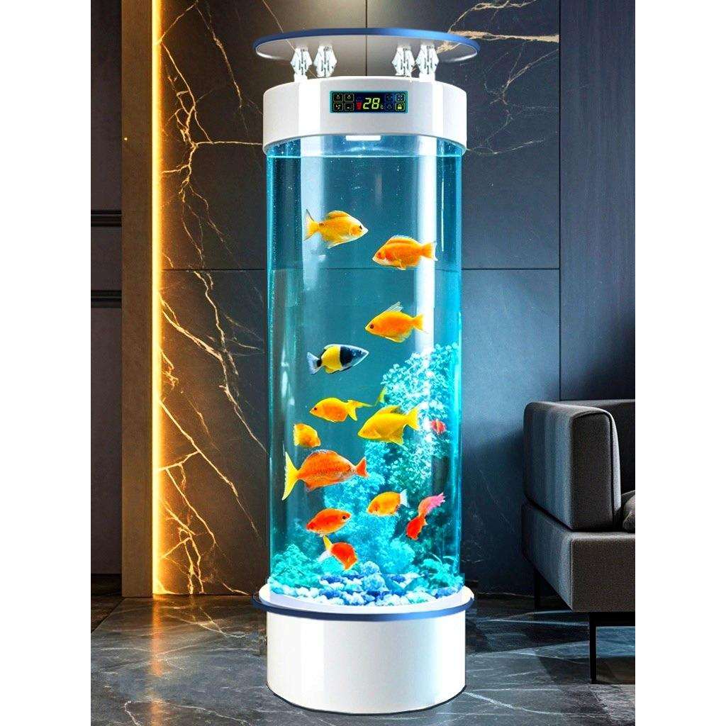 鱼缸客厅中小型2025新款圆柱型落地立式亚克力免换水鱼缸