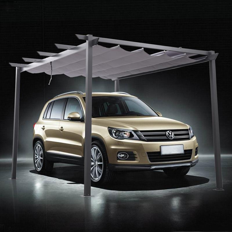 休闲户外简易汽车自行车遮阳停车棚花园铝合金膜结构防雨棚