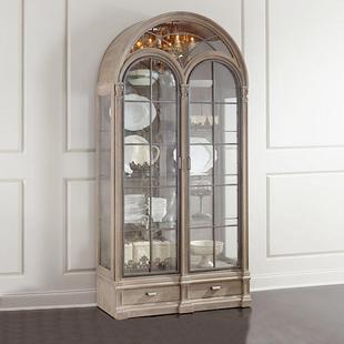 美式古典酒柜客厅美克ART古董柜美家展示柜高端餐厅边柜电视柜