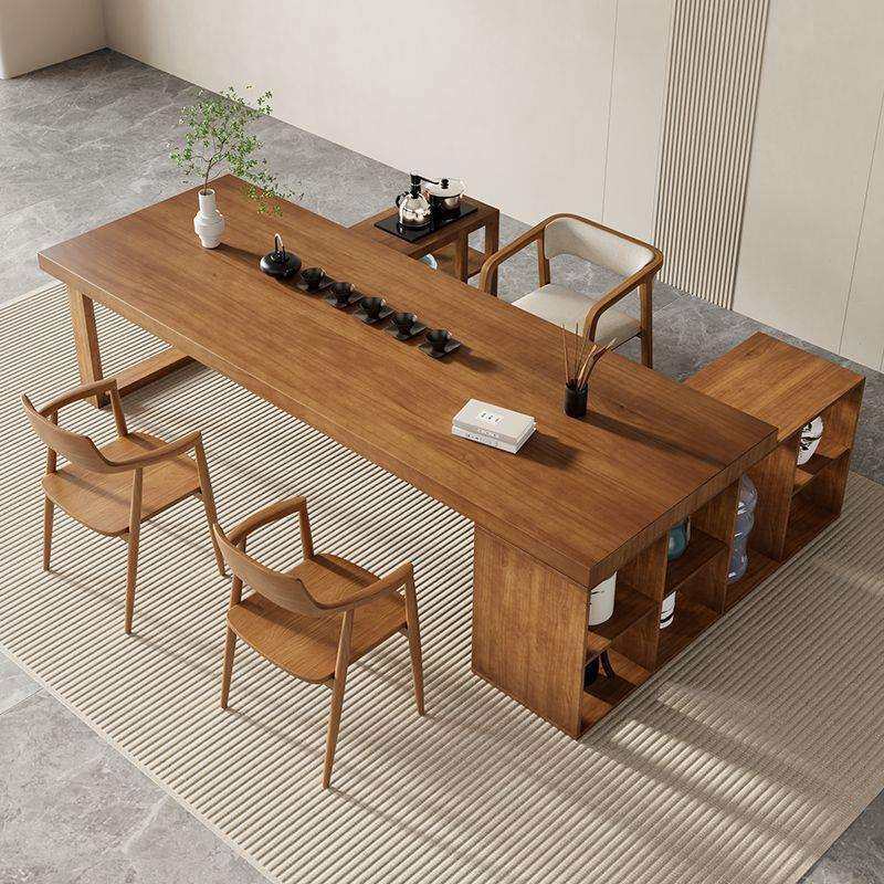 茶桌小型家用阳台小茶桌新中式实木茶桌大板泡茶桌茶柜一体组合