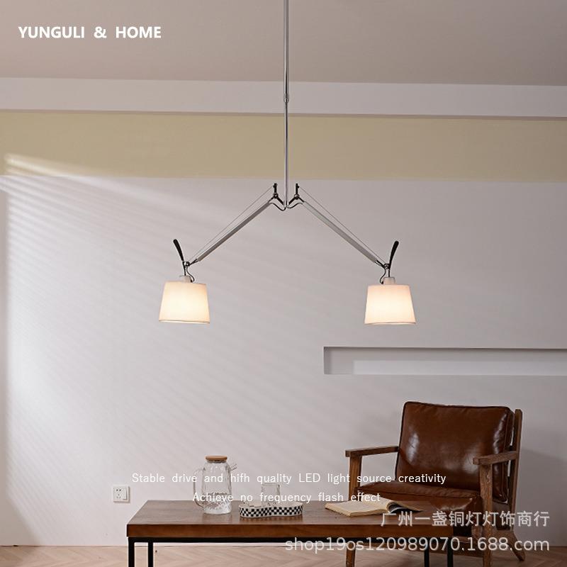 设计师摇臂伸缩可调节移位折叠吊灯艺术感中古风餐厅灯具工作室