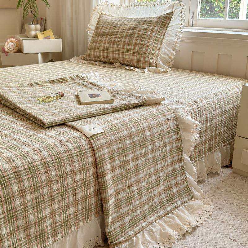 韩式简约色织格子全棉水洗棉夹棉床盖三件套田园风荷叶花边被套,玩具/童车/益智/积木/模型,毛绒/玩偶/公仔/布艺类玩具,淘宝优惠券,粉丝福利购,淘宝优惠卷
