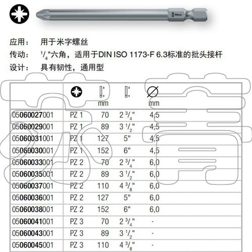 德国维拉WERA 855/4 Z/TZ米字螺丝批头