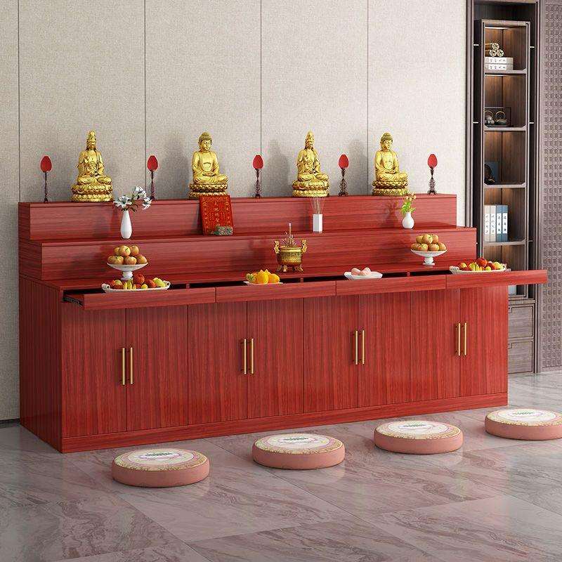 家用供桌定制中式供奉神台像佛台大型供台佛柜贡桌佛香案柚木色