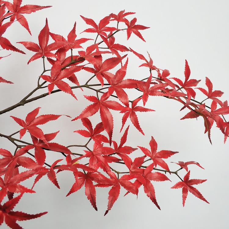 优质过胶仿真红枫叶大枝胶叶红枫鸡爪枫装饰仿真单支枫树叶