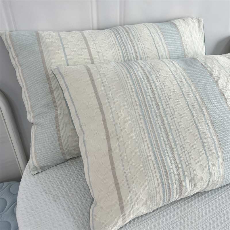 外贸出口A类色织纯棉枕套全棉提花清新48*74CM枕头套一对家用枕罩