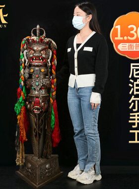 藏村尼泊尔手工普巴金刚杵金刚橛家居摆件手持杵三面普巴D款