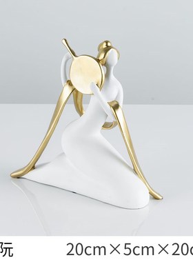 奏乐人物仕e女摆件新中式风电视柜玄关酒柜客厅艺术装饰品创意轻