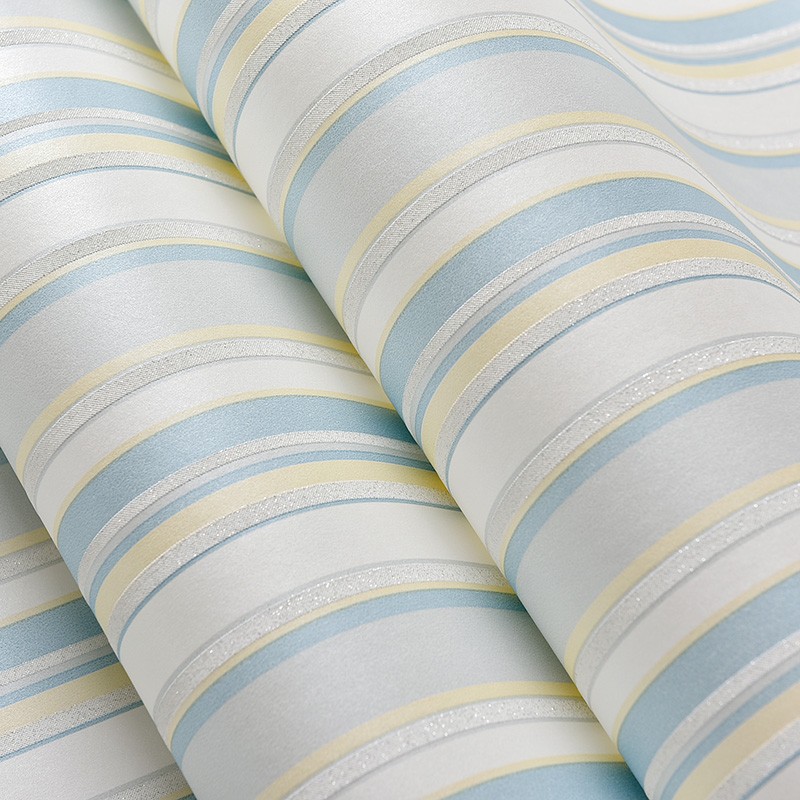 地中海蓝色c自粘竖条纹无纺布壁纸客厅卧室床头背景简现代条纹墙