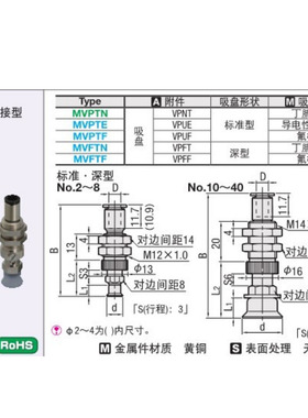 弹簧缓冲杆支架MISUMI米思米MVPTE真空吸盘座金具MVPTN2/3/4/6/8
