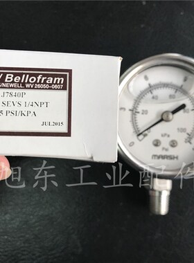 原装Marsh美国马士0~15PSI充油耐震径向不锈钢气压表压力表