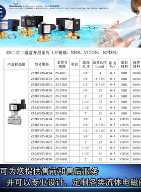 常开型不锈钢控制电磁阀ZS2DF02N1C04 ZS-4HZS2DF02V1C16AF三力信
