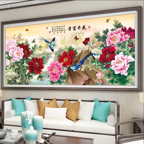 蒙娜丽莎花开富贵十字绣2025新款线绣牡丹花客厅大幅手工大气满绣