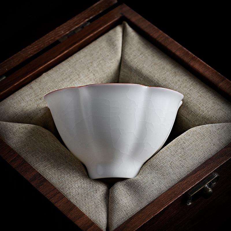 高档德化羊脂玉茶杯白瓷汝窑开片主人杯单杯可养茶盏女士个人专用