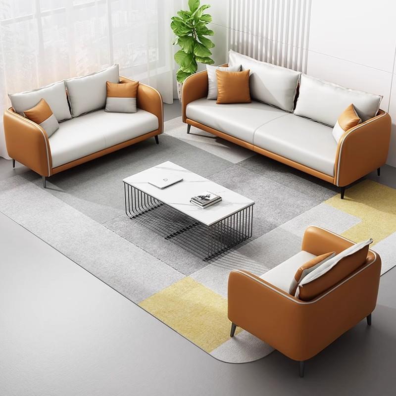 办公室沙发简约商务接待会客现代办公洽谈休闲休息区茶几组合套装