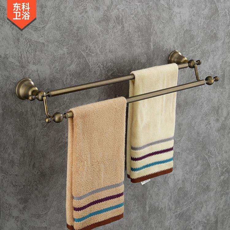 欧式美式 青古铜 双杆毛巾架 欧式仿古铜毛巾挂杆 浴巾架浴室