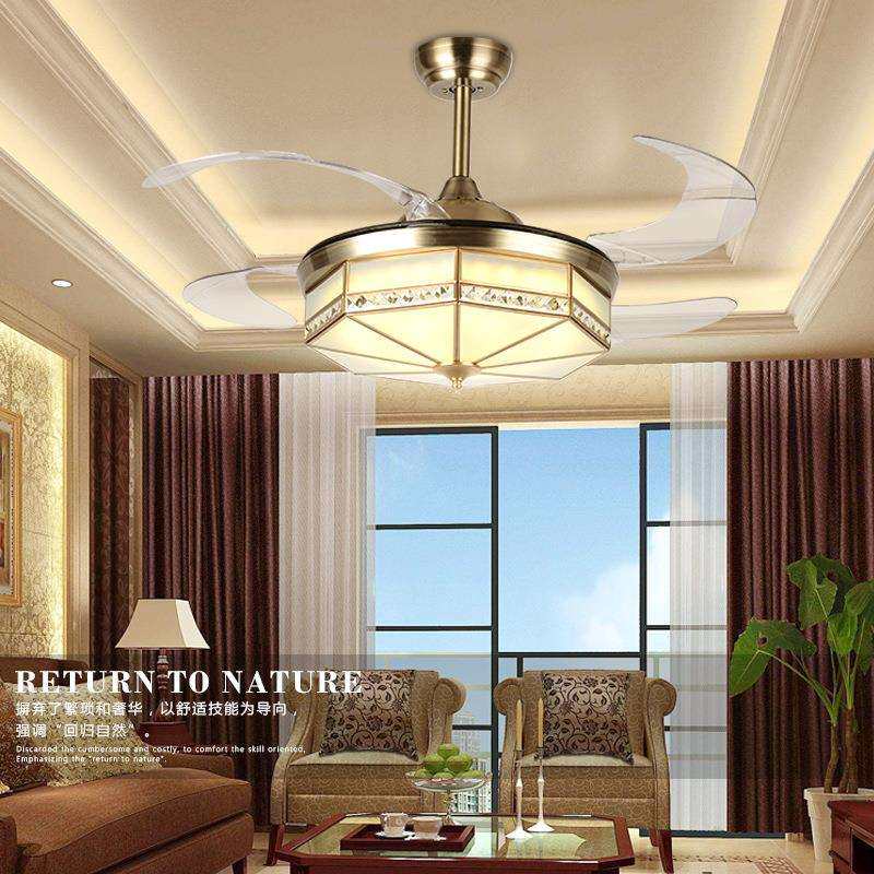 美式卧室LED隐形吊扇灯现代简约餐厅带电风扇吊灯欧式客厅风扇灯