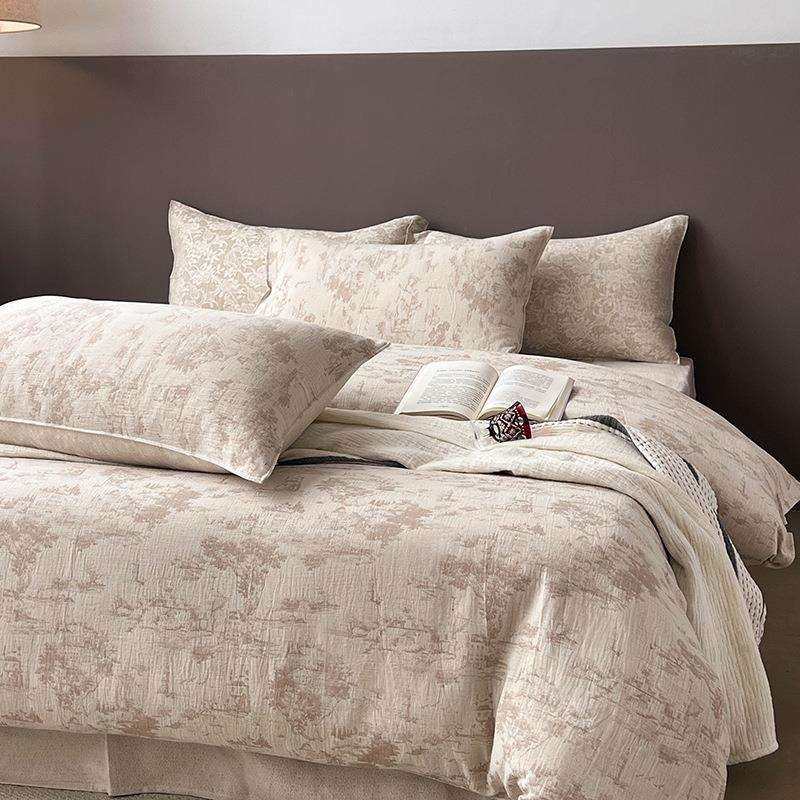 A类母婴棉麻色织提花双层纱四件套高级复古纯棉四季床上用品套件,电子元器件市场,其它元器件,淘宝优惠券,粉丝福利购,淘宝优惠卷