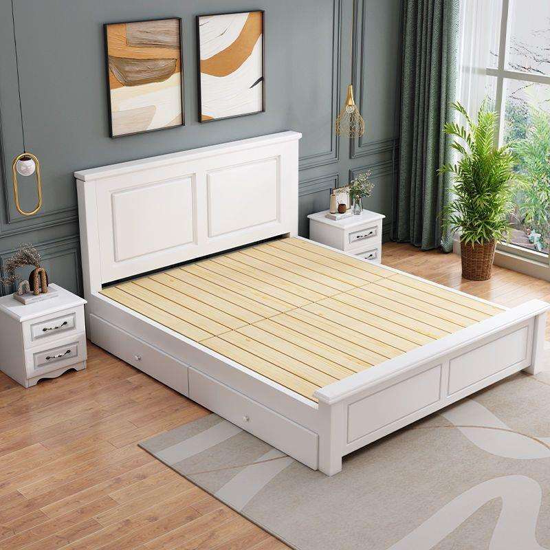 美式实木床双人1.8x2米出租房床储物加厚北欧家用床1.5米单人1.2m