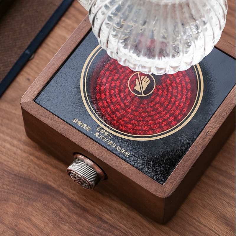 胡桃木电陶炉煮茶器玻璃烧水壶白茶煮茶壶小型电热茶炉套装