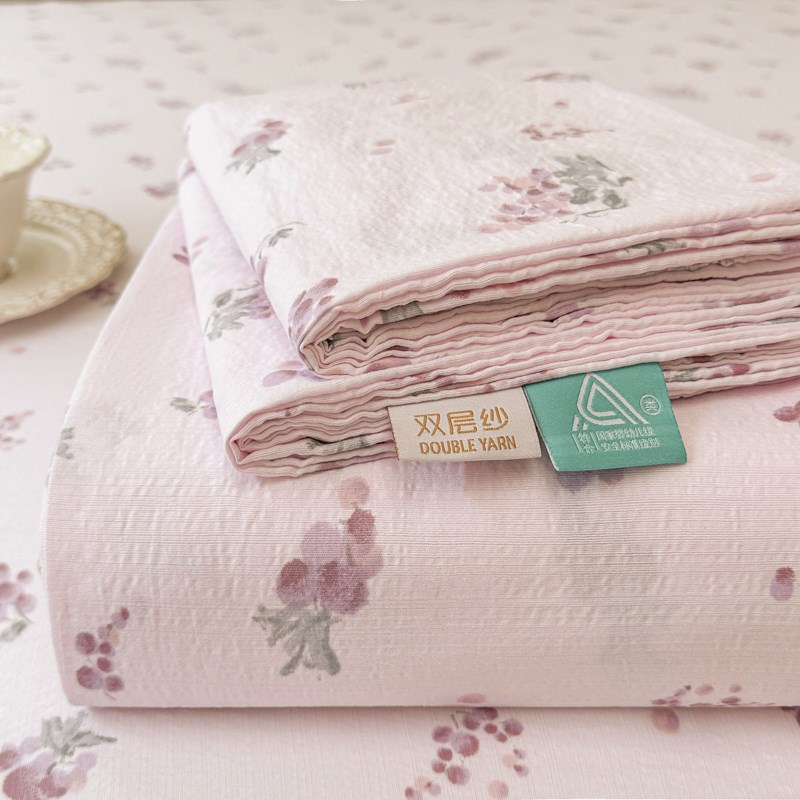 A类双层纱床单单件2025新款学生宿舍单人1M米5被单枕套三件套夏季