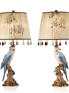 会所别墅高档配台灯工艺品奢华客厅灯饰吊坠铜陶瓷装饰 高端摆件