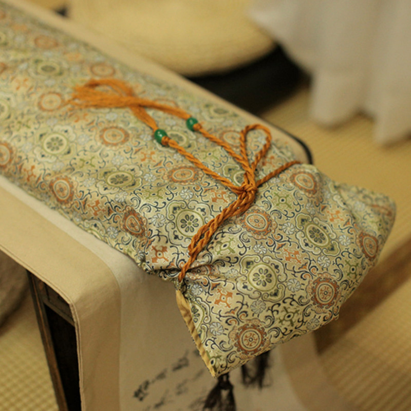 中式古琴通用可挂墙复古织锦盖布丝绸防尘罩系带亚W麻琴套琴布琴