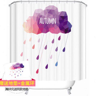 高档加厚防水防霉淋浴简约创意帘洗澡拉隔断雨滴门帘帘浴室帘窗帘