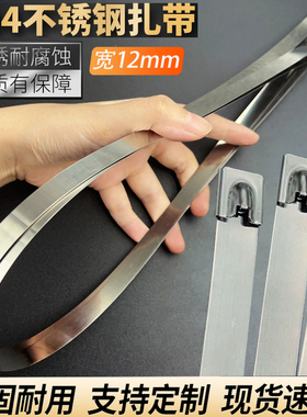 304不锈钢f扎带船舶室外抱箍拉紧器轮船电线桥架束线带金属宽12mm