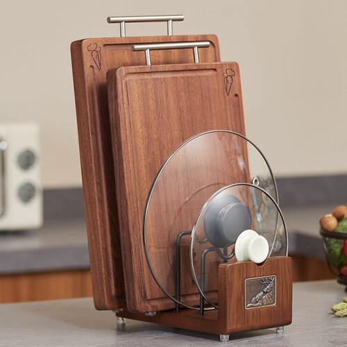 置物架菜沥水架台面板实木木厨房锅盖架式蜡家用坐案板架砧板白锅