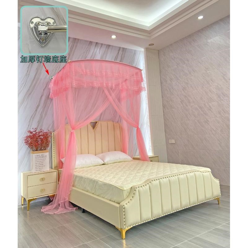 高钉墙方型不锈钢单门支架加密三门挂I墙可拆洗u型伸缩蚊帐加厚