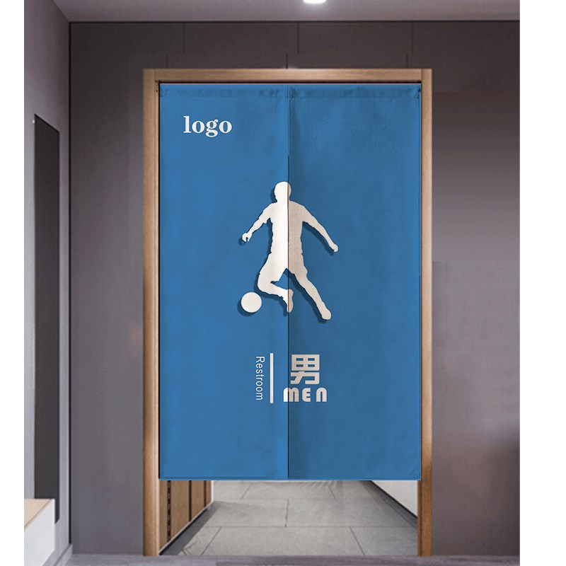 洗手间门帘定制学校卫生间隔断y帘公共厕所遮挡棉麻布艺挂帘免打