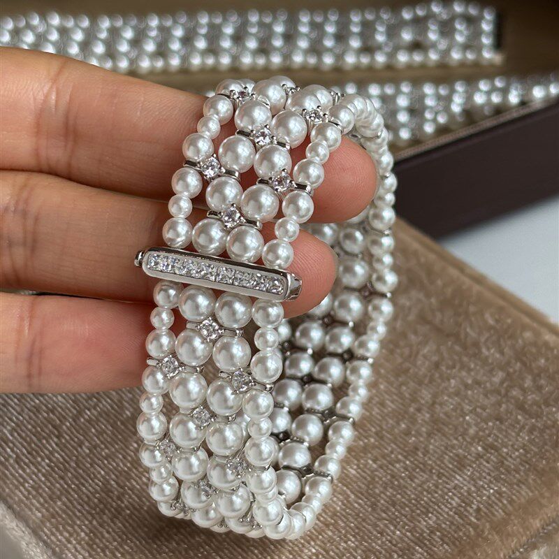SS澳大利亚白色多层珍珠手链,可达奢华高端堆叠N手链2025新款优