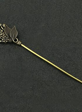 发簪古风百搭簪子花工艺品铜纯铜制开宫复古茶茶针器簪