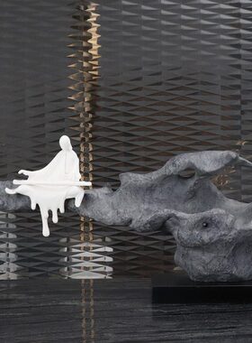 玄关人物软装办公室书房禅意新中式会所走廊摆件艺术门厅现代雕塑