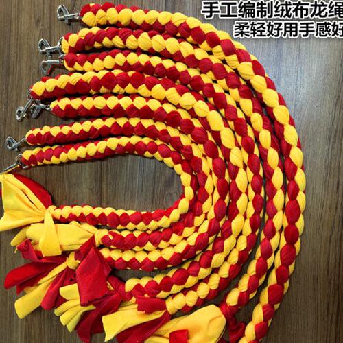 健身龙带甩彩带广场中老年舞龙绒毛布手编绳子配件龙绳