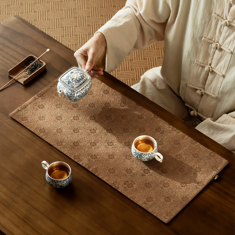 香云纱茶席双面柞蚕丝o茶桌垫新中式禅意干泡垫真蚕丝隔热茶垫桌