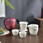 旅行茶具便携户外羊脂玉外出行小型快客露营收纳陶瓷茶具茶杯