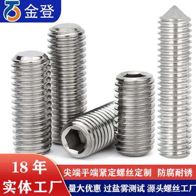 供应机米螺丝 DIN916不锈钢尖端紧定螺丝M3-M12尖端机米螺丝