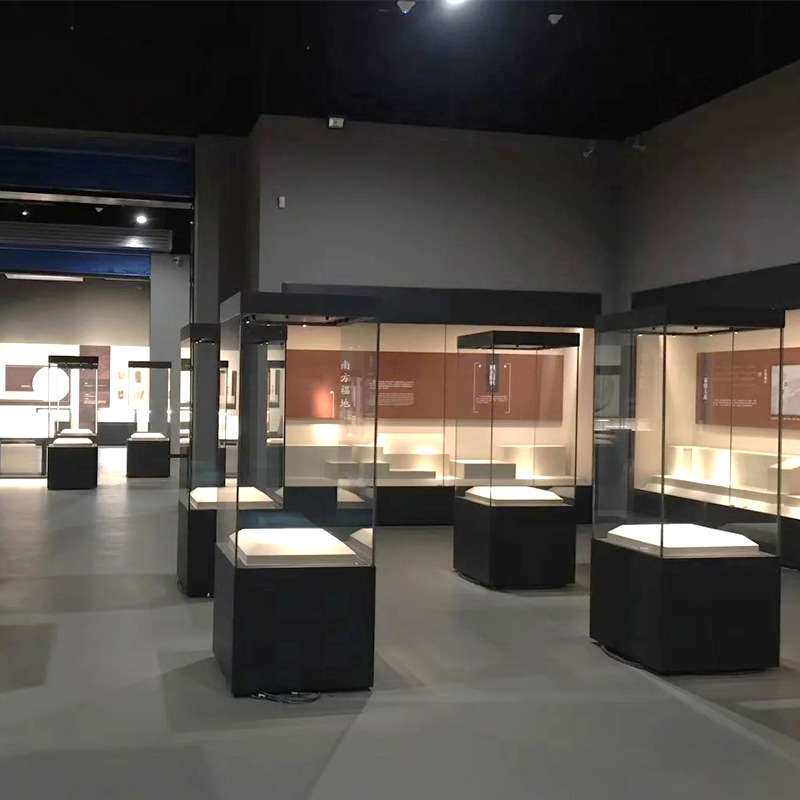 博物馆四面玻璃展示柜 奢侈品玉器大摆件展示柜 陶瓷文物展示台