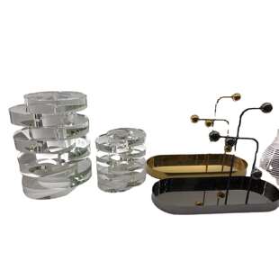 北欧简约创意设计几何玻璃摆件艺术家居样板房书装 饰品水晶摆设