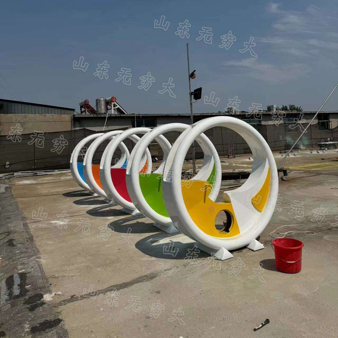 户外无动力发光喷泉单车 成人儿童骑行游乐设备 各种颜色可选
