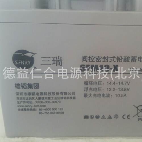 三瑞蓄电池 6FM40-X 铅酸免维护12V40AH电池