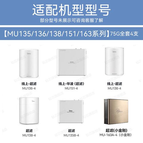适用美的净水器滤芯MU135B-4/MU163A-4/MU151-4系列全套通用滤芯
