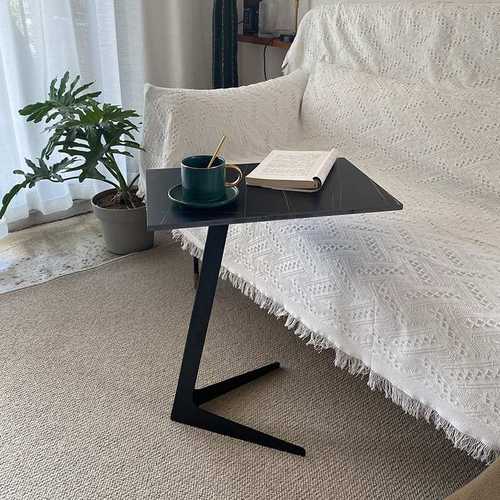 北欧家用客厅沙发岩板边几角几 简约小户型卧室大理石方形茶几桌