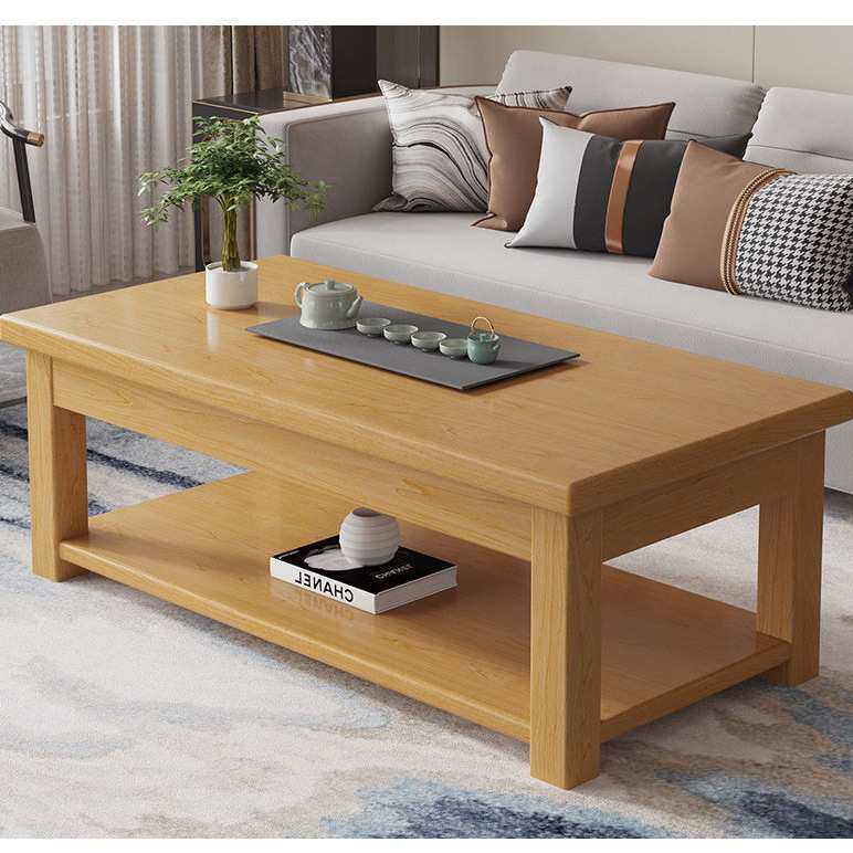 小户型简约现代茶几茶桌简易茶台客厅办公长方形双层中式实木家用