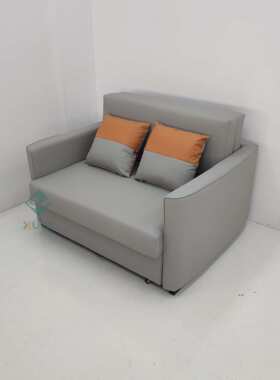 猫抓皮浅灰色小户型客厅卧室阳台休闲可储物双人位沙发床