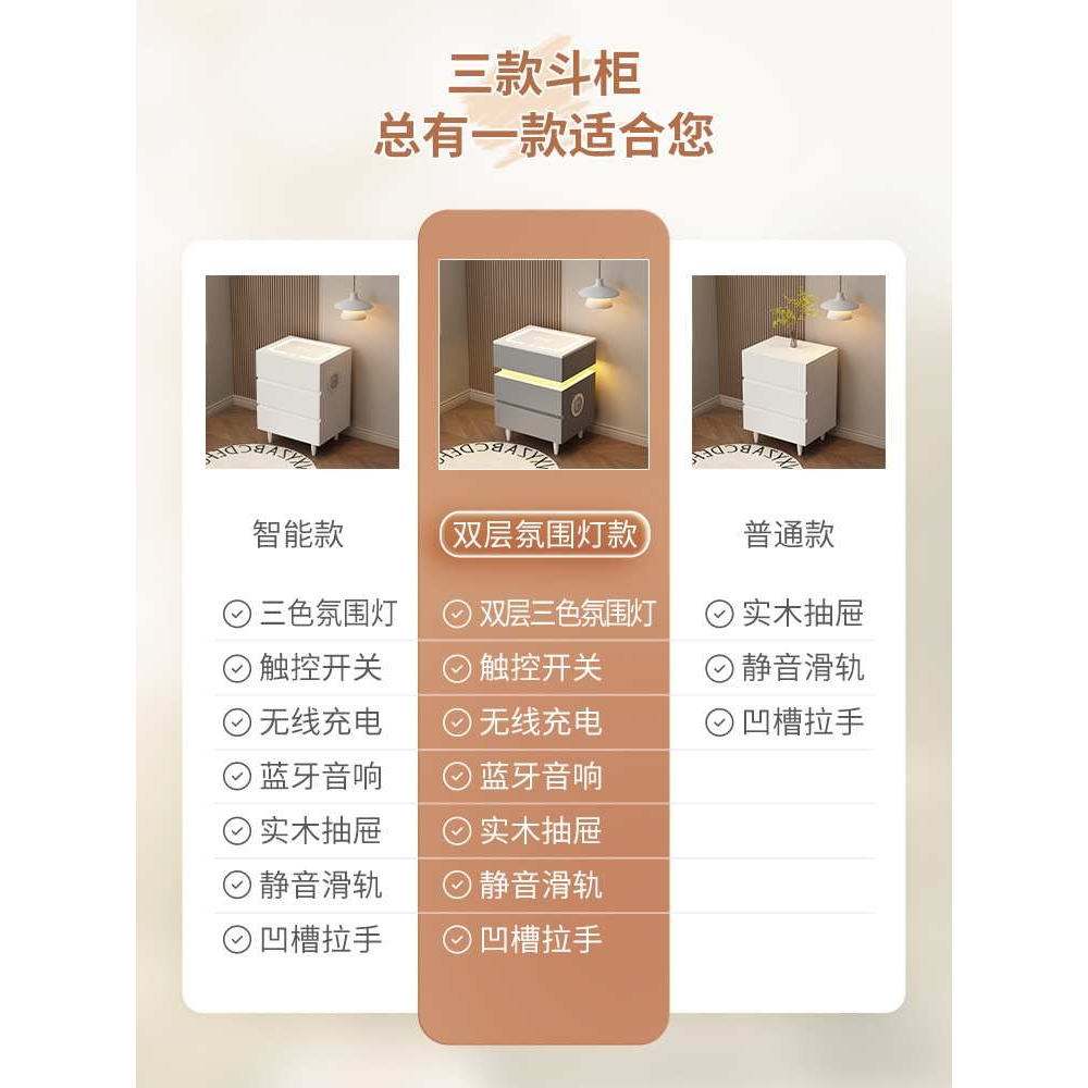 2025新款梳妆台奶油风现代卧室简约化妆桌斗柜一体小型智能小户型