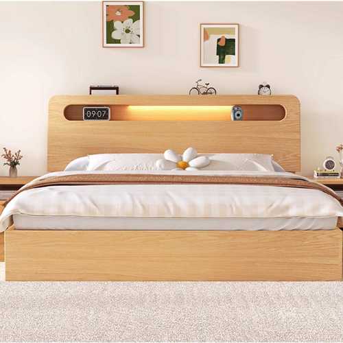 床实木床现代简约1米8双人床出租房用1.5家用经济型床1.2单人床架