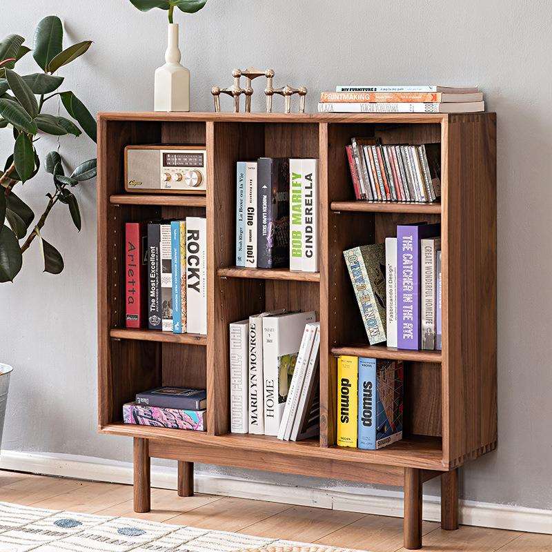 实木书柜落地北欧简约现代置物架儿童组合家用学生原木设计书架